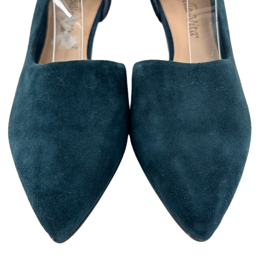 Bella Vita womens heels size 6 N blue suede pointy toe kitten heel dorsay - Picture 3 of 12